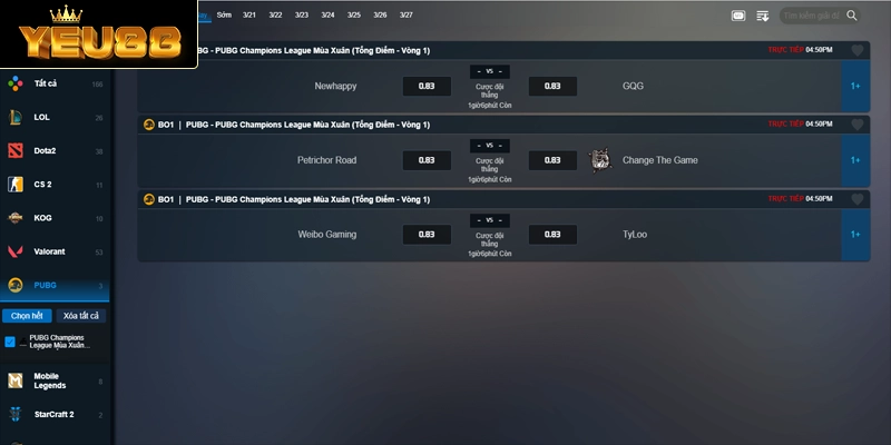Các thể lệ cược phổ biến trong PUBG mobile